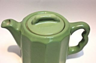 Small Old Vintage Green Ceramic Tea Pot Made In Usa Signed O P Co.  1940 
