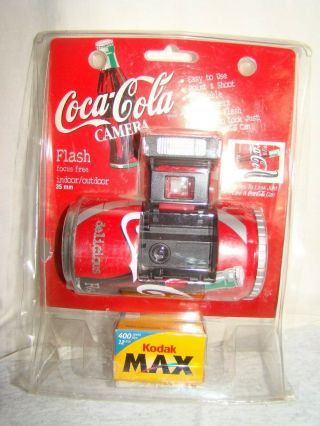 Vintage Coca Cola Can Camera 35mm Kodak Film Novelty Built In Flash Point Shoot