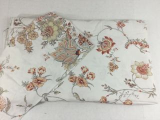 Vintage Mirabello King Flat Sheet 1 King Pillowcase White Rust Floral Italy 2 Pc