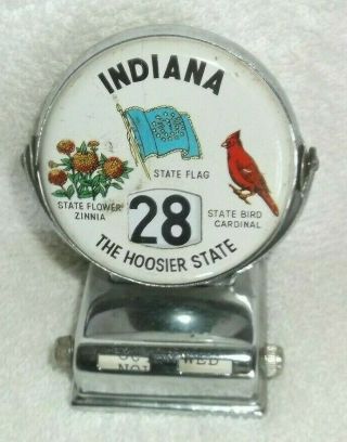 Vintage Metal Perpetual Calendar : Indiana State Souvenir Collectible