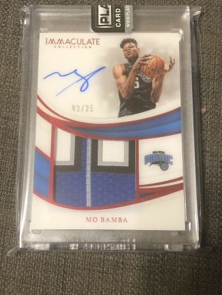 Mo Bamba Rc 2018 - 19 Panini Immaculate Premium Rookie Patch Auto Red 02/25
