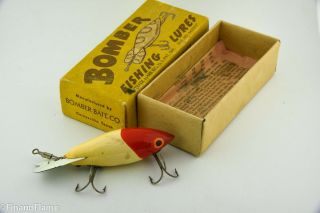 Vintage Early Bomber Minnow Antique Fishing Lure With Papers Et49