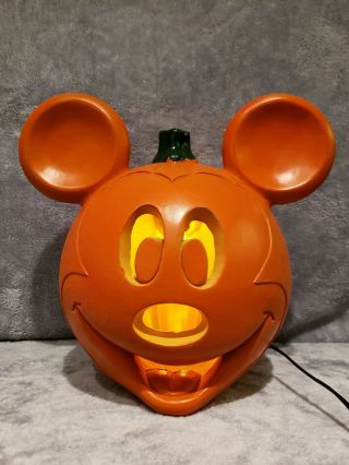 Vintage Walt Disney Mickey Mouse Pumpkin Head Lighted Blow Mold Jack - O - Lantern