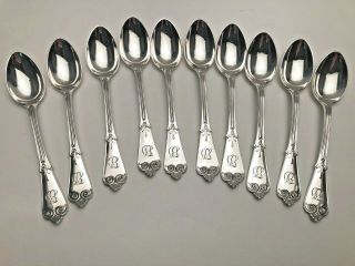 Tiffany By Tiffany & Co.  Sterling Silver Set Of 10 Demitasse Spoons,  Circa 1869
