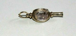 Vintage / Antique 9ct Gold Watch Key / Fob With Natural Gemstones.