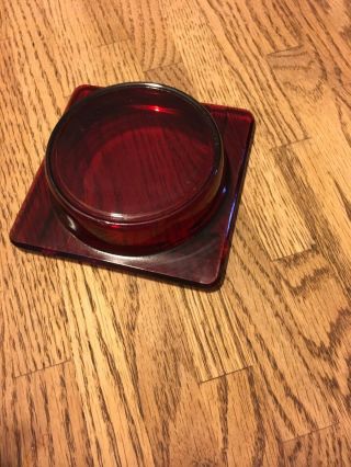 Ruby Red Square Glass Ashtray,  Approx.  4” X 4”