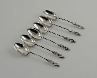 Vintage Sterling Silver Demitasse Spoons With Bishop Apostle Handles - Set Of 6