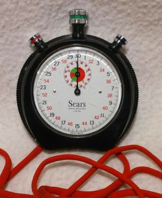 Vintage Sears Stopwatch,  Swiss Made,  Shock Resistant 1/10 Th