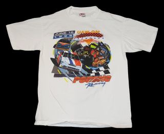Pocono 500 Vtg 90s 1996 Nascar Racing White Single Stitch T Shirt Mens L Usa
