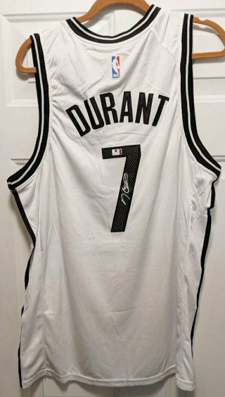 With Tags NBA White Brooklyn Nets Kevin Durant Nike Autographed Jersey 3