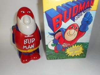 Vintage Budweiser Bud Man Beer Stein 1989 Ceramic Budman Collectors Edition Nib