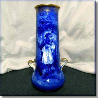 Gorgeous Antique Royal Doulton Scarce Double Handled Blue Children Series Vase