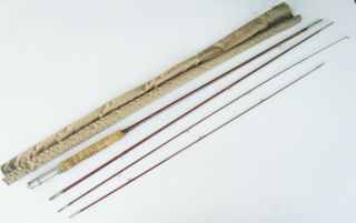 Vtg Wright & Mcgill Granger Victory 3 - Piece 8½’ Bamboo Fly Rod W/ 2 Tips,  Sock