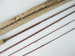 Vtg Wright & McGill Granger Victory 3 - Piece 8½’ Bamboo Fly Rod w/ 2 Tips,  Sock 3