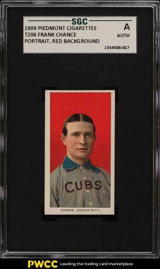 1909 - 11 T206 Frank Chance Red Portrait Sgc Auth (pwcc)