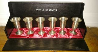 Vintage Set Of 6 Towle Sterling Silver Weighted Cordials Great For Gift