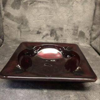 Ruby Red Glass Square Ashtray,  Vintage 4.  5”
