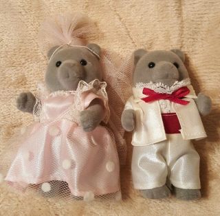 Calico Critters/sylvanian Families Vintage Evergreen Bear Wedding Bride & Groom