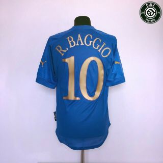 Baggio 10 Italy Vintage Puma Home Football Shirt 2004/06 (m) Italia