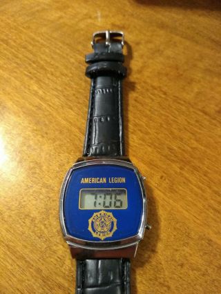 Vtg 1970 ' s American legion LCD men ' s watch,  running with Battery installed G 2