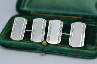 Vintage Sterling Silver Cufflinks With An Art Deco Engravable Design G333