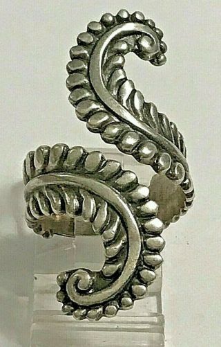 Vintage Modernist Signed Balderas Taxco Mexico Sterling Silver Bypass Wrap Ring