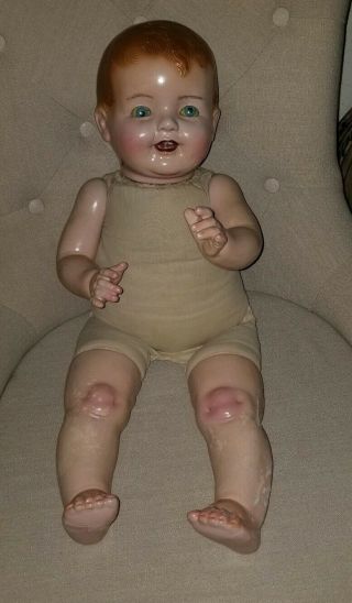 Huge Chubby Antique 26  Life Size Composition Baby Doll Antique Vintage Vtg