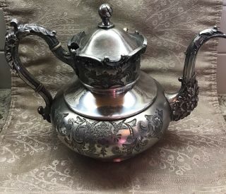 Meriden B Co.  Quadruple Silver Plate Embossed Teapot No 1995