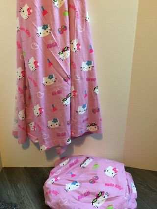 Vintage Pink Hello Kitty Fitted and flat Twin Sheet set flannel 3