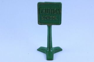Vintage Antique Arcade Cast Iron Sign Caution School Sign