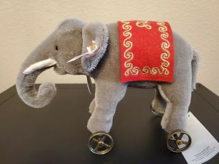 Steiff Elephant On Wheels Mohair 681271 - 7.  08 Inches (18cm) 22