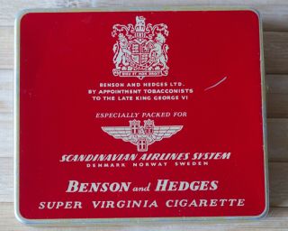 Vintage Benson & Hedges Scandinavian Airlines Cigarette Tin (empty)