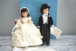 1996 Madame Alexander Jackie & John Kennedy Wedding Bride Dolls With 20117
