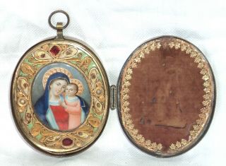 Antique Reliquary 8x Relic Various Bmv Martyrs Saints Popes Virgin Mary Case 3¾ "