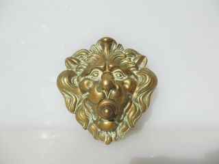 Vintage Brass Doorbell Door Bell Vintage Button Lion Head Lions Old 4 " W