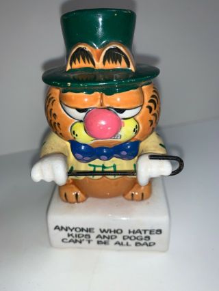 Vtg Enesco Garfield W.  C Fields Ceramic Figurine Anyone Who Hates Kids & Dogs Euc
