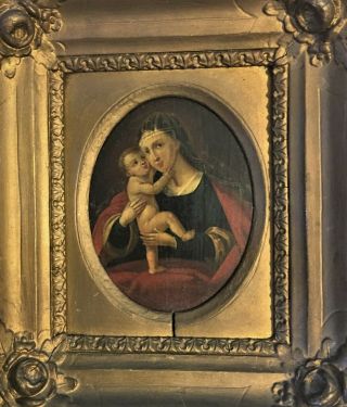 Antique Old Master Oil Painting::madonna & Child::perhaps 18th C::antique Frame