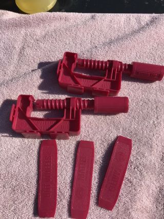 (2) Mattel Hot Wheels Purple C Clamps Vtg Red Line Track Accessory