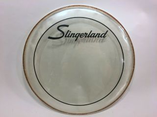 Slingerland Brand Logo Bass Drum Head 18 - Inch Pinstripe Skin Silkscreen 80s Vtg