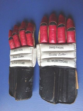 Vintage Leather Trio Hollander Vic Hatfield Hockey Gloves 71 - 66
