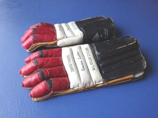 Vintage Leather Trio Hollander Vic Hatfield Hockey Gloves 71 - 66 2