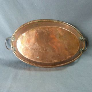 French Antique Vintage Oval Copper Frying Pan Skillet Cooking Plate 11 " /28cm