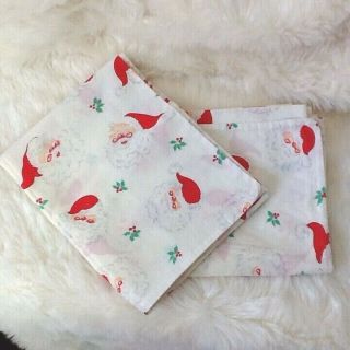 Vintage Christmas Pillow Cases 1 Pair Santa & Holly Cotton Christmas Bedding