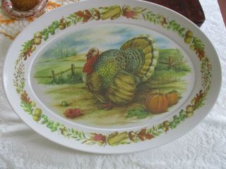 Vintage Brookpark Melmac Melamine Large Turkey Platter Thanksgiving Fall 22 " X16 "