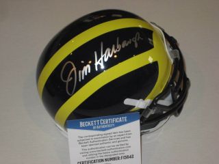 Jim Harbaugh Signed Michigan Wolverines Mini - Helmet W/ Beckett