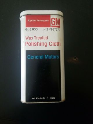 Vintage General Motors Wax Treated Polishing Cloth Tin
