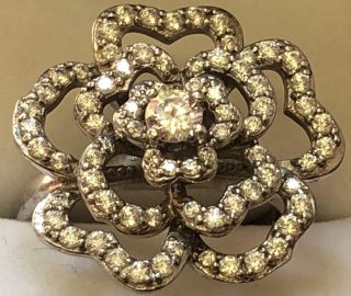 Vintage Diamonique Sterling Silver & Cubic Zirconia Dress Ring,  Size P