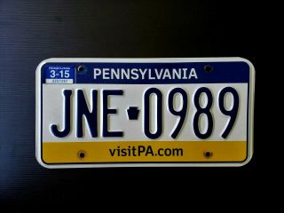 Gr8 2015 Pennsylvania License Plate Tag Number Jne 0989 Classic Pa Tri Color