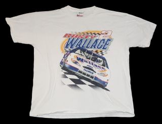 Rusty Wallace Vtg 90s Chase White Checkered Flag T Shirt Mens L Usa