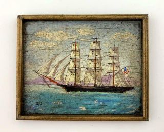 George Schlosser 1:12 Miniature Clipper Ship Nautical Oil Painting